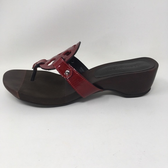 Paul Green Sandals Red Patent Leather Flip Flop Size 6 - Picture 9 of 12